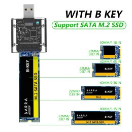 Enceinte M2 Case SSD M.2 à USB 3.0 Gen 1 5 Gbps enceinte SSD à vitesse haute pour SATA M.2 pour NGFF SSD 2242 2260 2280 Adaptateur de carte