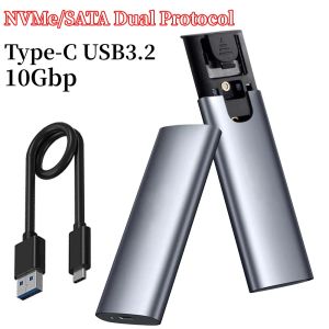 Enclosage M2 Case SSD NVME / SATA Double protocole Disque dur de l'enceinte Typtec USB3.1 Gen2 10gbp SSD Boîte externe M / B / (B + M) Clé M.2 SSD