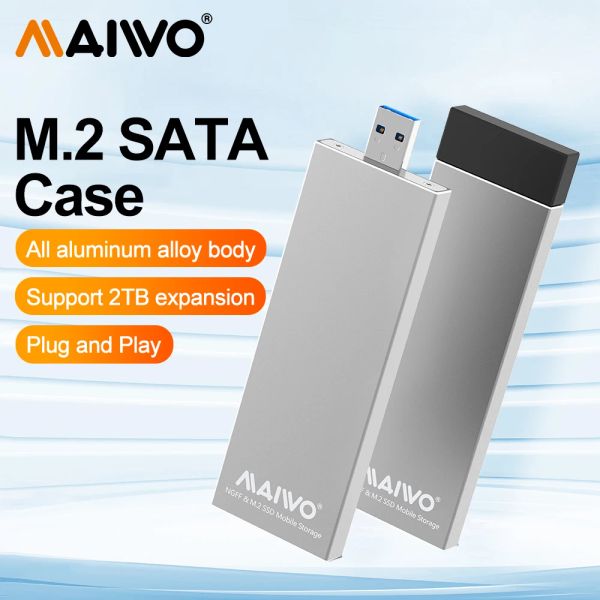 Enceinte Maiwo Aluminium M.2 NGFF SSD Enceinte SATA à USB 3.0 SSD Adapter Case pour NGFF SATA SSD Disk Box 2230 2242 2260 2280 M2 SSD