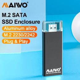 Behuizing Maiwo M.2 SSD Case M.2 tot USB 3.0 5GBPS Aluminium Case USB A tot SATA PCIE externe behuizing voor M2 NGFF SSD 2230 2242 voor pc