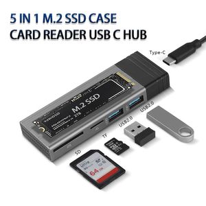 Enceinte New USB C HUB M.2 NVME NGFF SSD ENCLORIE NVME CASE BOX SD TF TNE LECTEUR TYPE C DOCK HUB POUR MACBOOK PAR AIR USB C SPLITTER