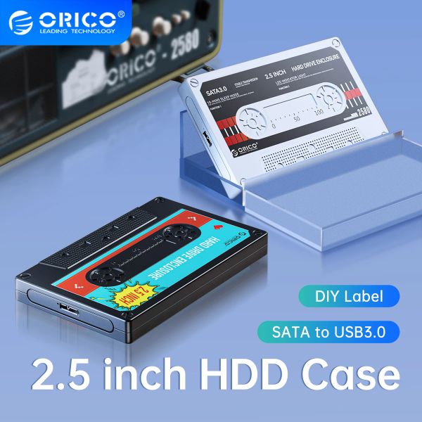 Enceinte ORICO 2,5 '' HDD ENCORPE SATA à USB3.0 USB3.1 Disque dur externe Base de disque HD 5 Gops / 6 Gops HDD TYPEC avec autocollant bricolage