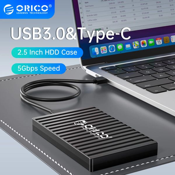 Enceinte ORICO 2,5 pouces USB3.0 TYPEC 5 Gbps Données de cas HDD Conception de conteneurs AutoSleep pour SSD / HDD SATA Disque du disque dur