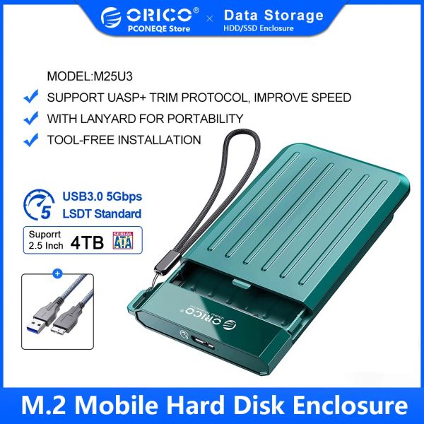 Enceinte ORICO ENCLOSION DU DRIDE EXTÉRIEURE SSD HD USB C 6 Gbit / s HDD Case 2,5 pouces SATA à USB 3.1 Case de disque