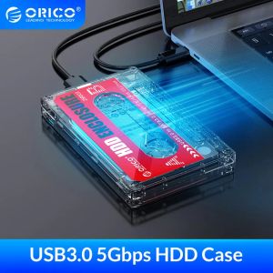Behuizing Orico HD Hard Drive Case SSD Box Cassette Tape Transparant Design voor 2.5 'SSD HDD SATA HARD DISK EXTERNE HARDE HARD DIVES USB Box