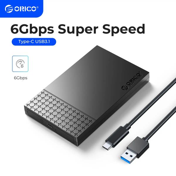 Carcasa ORICO TypeC, carcasa para disco duro externo SATA a USB3.1, carcasa HDD para HDD SSD de 2,5 pulgadas, velocidad de 6Gbps, compatible con UASP