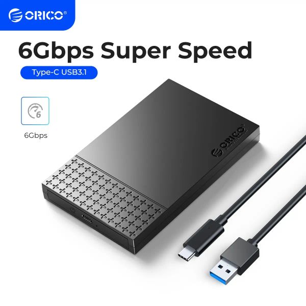 Boîtier ORICO TypeC boîtier de disque dur externe SATA vers USB3.1 boîtier de disque dur pour disque dur 2.5 ''SSD 6Gbps vitesse prise en charge UASP