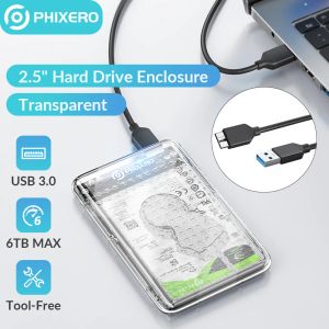 Behuizing Phixero 2,5 inch SSD -behuizing opbergdoos HDD Case SATA USB 3.0 Type C Harde schijf Case Externe ondersteuning UASP voor PC -laptop