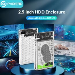 Enceinte Phixero 2,5 "HDD Case transparente SATA vers USB 3.0 Adaptateur SSD PC Type de casse C UAP ENCLORIE DE DRIDE EXTÉRIEL