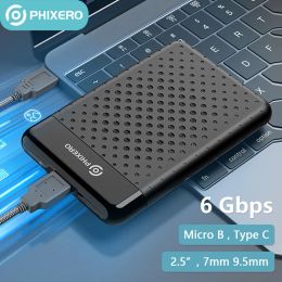 Enceinte Phixero 2,5 "pouce SSD Drive de disque externe SATA HDD Enclosure USB 3.0 6 Gbps pour PC Book Boîte de stockage de disque de 7 mm 9 mm 9 mm