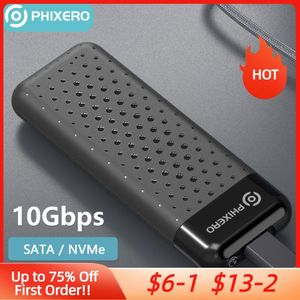 Cubre Phixero M.2 NVME SSD Cinete NGFF SATA Caso externo M2 USB 3.1 Tipo C 6GBPS 10GBPS B/M CAJA HD DE ALTACIÓN HD CLAVE PAR