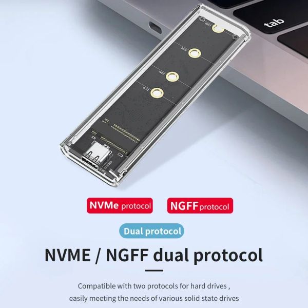 Enceinte RGB M.2 NVME NGFF ENSE SSD EXTERNE USB TYPE C CAS DISQUE DU DISTRE 10 GBP