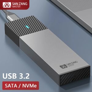 Behuizing Sanzang Dual Protocols M.2 NGFF NVME Bekleding 10 Gbps Externe SSD Case M2 USB 3.2 Type C Hard Drive Disk Cover HD -opbergdoos