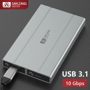 Enceinte Sanzang M.2 Case SSD externe SATA NVME Double protocole USB A 3,0 Type C M2 HD Boîte de rangement de disque dur de type C M2 Boîte de stockage USB3