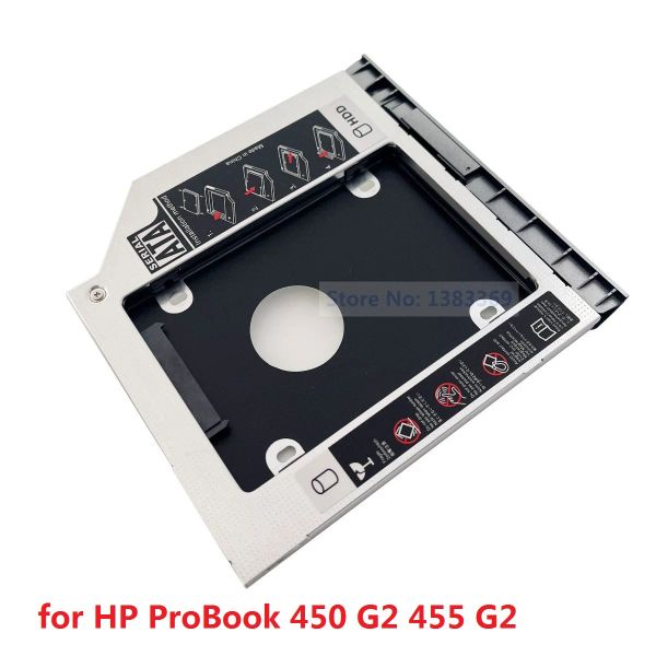 Conclusión SATA 2do disco duro HDD Módulo SSD Optical Bay Caddy Marco Adaptador de marco para HP Probook 450 455 G2 con soporte del panel de bisel