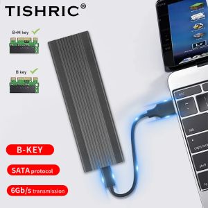 Caja TISHRIC Aleación de aluminio M.2 HDD Caja de disco duro Caja de disco duro externo BKEY Interfaz USB C Compatible con protocolo SATA