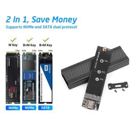 Behuizing Tishric M.2 externe harde schijfkast HD SSD NVME M2 Adapter USB 3.0 Type C 3.1 HDD -doos voor NVME PCIE NGFF SATA MKEY BIJHUITING