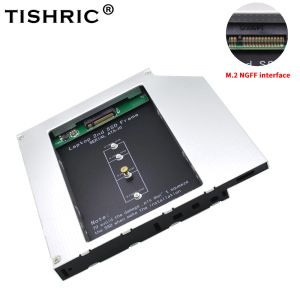 Enceinte Tishric M2 NGFF 2nd HDD Caddy SSD DVD DRID DRID DRIDE TO SATA 12,7 mm Enceinte de disque dur pour ordinateur portable cdrom dvdrom Optical Bay