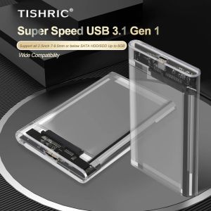 Enclosure Tishric Transparent Hdd Case Caddy Box HDD Enceinte 2.5 SSD SATA à USB 3.0 TYPEC 3.1 Adaptateur Boîte à disque dur externe