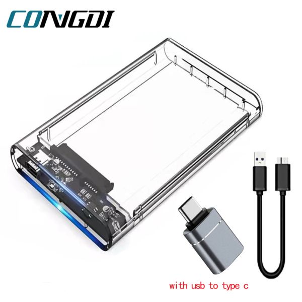 Cinete USB 3.0 HDD Cubro 2.5 pulgadas SATA SSD Distribuyo SSD Cabile de disco duro SSD con 5 Gbps Cabeza de disco duro de carcasa externa móvil