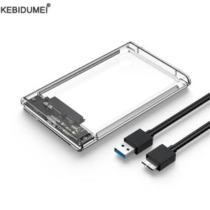 Enceinte USB 3,0 SSD Enclôt de 2,5 pouces Boîte à disque dur externe à haute vitesse 5 Gbps USB 3.0 à SATA Transparent HDD mobile