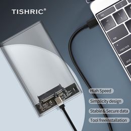 Boîtiers de disque dur transparent TISHRIC pour boîtier de disque dur 2.5 boîtier de disque dur SATA vers USB 3.0 TypeC 3.1 boîtier de disque dur externe mobile