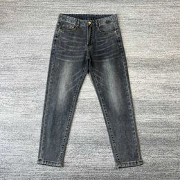 End Hohe Luxus-Cropped-Jeans für Herren, trendige Sommer-Slim-Fit-gerade Stretch-Freizeithose