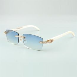 lunettes de soleil sans fin Diamond Buffs 3524012 avec pattes en cornes blanches naturelles et lentille de 56 mm219M