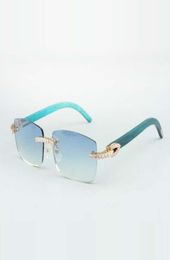 Montature per occhiali da sole con diamanti infiniti 3524012 con bastoncini in legno verde acqua e lenti da 56 mm9434166
