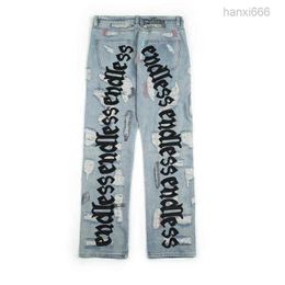 Endless Women High Quality Hip Hop Embroideredy Broken Do Old Hole Streetwear