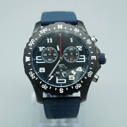 Endurance Pro 44mm Kwaliteit Horloge Chronograaf Quartz Uurwerk Staal Blauwe Wijzerplaat 50ste VERJAARDAG Mannen Horloge Rubberen Band Heren Polshorloges