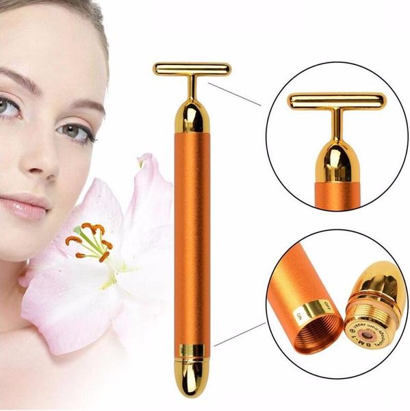 Energy Beauty Bar 24K Gold Pulse Raffermissant Masseur Facial Roller Masseur Derma Soins de la Peau Traitement des Rides Masseur du Visage avec boîte-cadeau