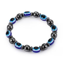 Energie magnetische hematiet blauw kwaad bracelet vrouwen kracht gezonde zwarte galsteen kralen kettingen arm