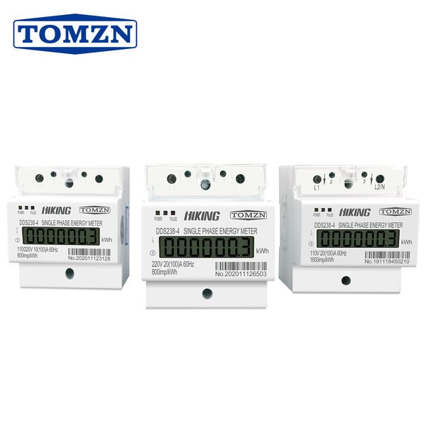 Compteurs d'énergie 100A 110V 220V 50-60HZ LCD monophasé 2 fils 3 Din-rail kWh wattheure compteur d'énergie pour l'amérique 230428