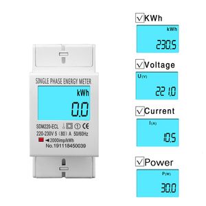 Energiemeters 80A DIN RAIL EEN FASE TWEE DRAAD LCD Digitale display stroomverbruik elektrische meter kWh AC 220V 230V 50Hz/60Hz 230428