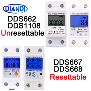 Energy Meters AC230V 50/60Hz 60/80A Single Phase LCD Digital Display Wattmeter Power Consumption Din Rail Electric Meter kWh backlight 230428