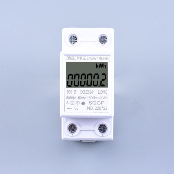 Énergie Maison LCD Affichage numérique Consommation de puissance monophasé WattMeter KWH 230V AC 50HZ 60A Electric Din Rail 230428