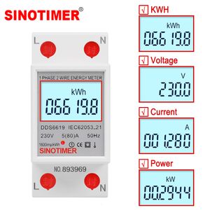 Medidores de energía Monofásico Dos cables LCD Pantalla digital Wattímetro Consumo de energía Medidor eléctrico kWh AC 230V 50Hz Din Rail 230428