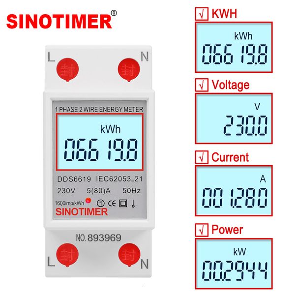 Compteurs d'énergie Mingle Phase Two Wire LCD Affichage numérique WattMeter Consommation électrique METRIC KWH AC 230V 50HZ DIN RAIL 230428