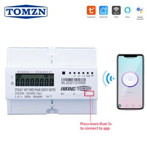 Energy meters tuya 3 fase din rail wifi smart timer stroomverbruik monitor kWh wattmeter 3*120V 3*220V 3*230V 50/60Hz 230428