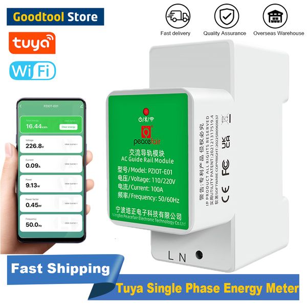 Compteurs d'énergie Tuya Compteur monophasé 6 en 1 AC Électrique Din Rail WiFi Smart Kwh Consommation d'énergie Wattmètre Voltmètre Ampèremètre 230428