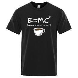 Camiseta con estampado de Energy MilkCoffee para hombre, camisetas informales transpirables, camisetas holgadas de algodón divertidas, camisetas de calle de gran tamaño para hombre 220629