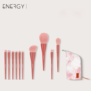 Energie aardewerk kleur make -up borstel set 10stcs synthetisch gezicht poeder blush foundation contour oogschaduw voering wenkbrauwen cosmetische borstels