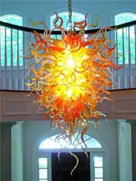 Goudkleurige Murano Kroonluchter met LED-bollen Woonkamerdecoratie Big Art Blown Glass Hanglampen, LR1121