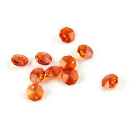Batterie de stockage d'énergie lustre cristal 14 mm orange rouge perles octogonales pour la fête à la maison éclairage de jardin porte fenêtre bricolage décor Dhhpw
