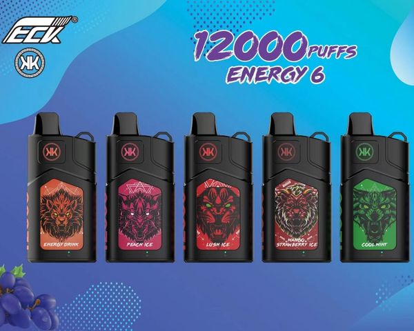 vape énergétique 12000 KK ECK 12000 Puff 12k vapes bouffée jetable 10000 cigarettes électroniques rechargées barres ECK bobine double maille capacité 20 ml grande bouffée 9k 12k énorme Vapo