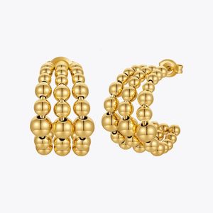 Enfashion Aretes de Mujer C Shape Coules d'oreilles de cerceau avec balle en acier pour femmes bijoux de mode en acier inoxydable E231467 240430