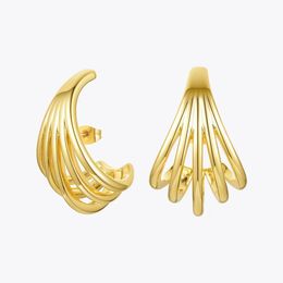 ENFASHION lignes géométriques boucles d'oreilles pour femmes couleur or métal conque boucles d'oreilles mode bijoux cadeaux Kolczyki E201182 240306