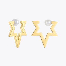 Enfashion Pearl Star Oreau manchette Gold Couleur Boucles d'oreilles pour les femmes en acier inoxydable Faux Piercing Ear Boucbes Fashion Bijoux E211329 240430