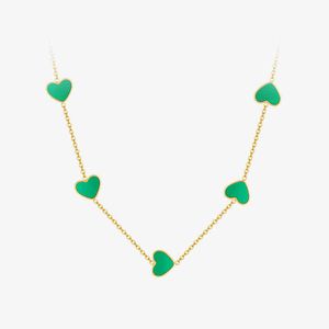 Enfashion roze groene harten ketting voor vrouwen goud kleur charmes kettingen roestvrijstalen sieraden cadeau p J220613